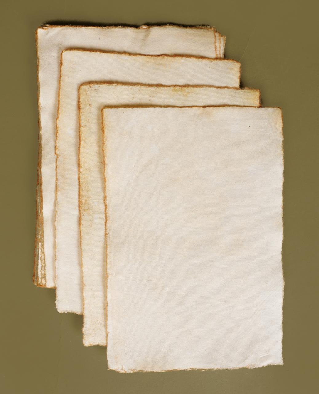 Vintage Handmade Deckle Edge Paper | Cotton Rag Sheets for Calligraphy, Invitations & Printing