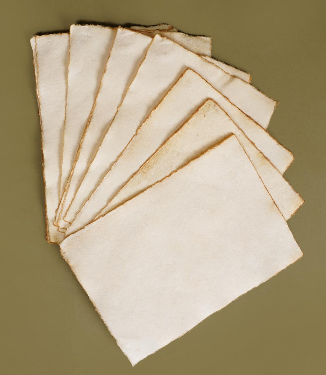 Vintage Handmade Deckle Edge Paper | Cotton Rag Sheets for Calligraphy, Invitations & Printing