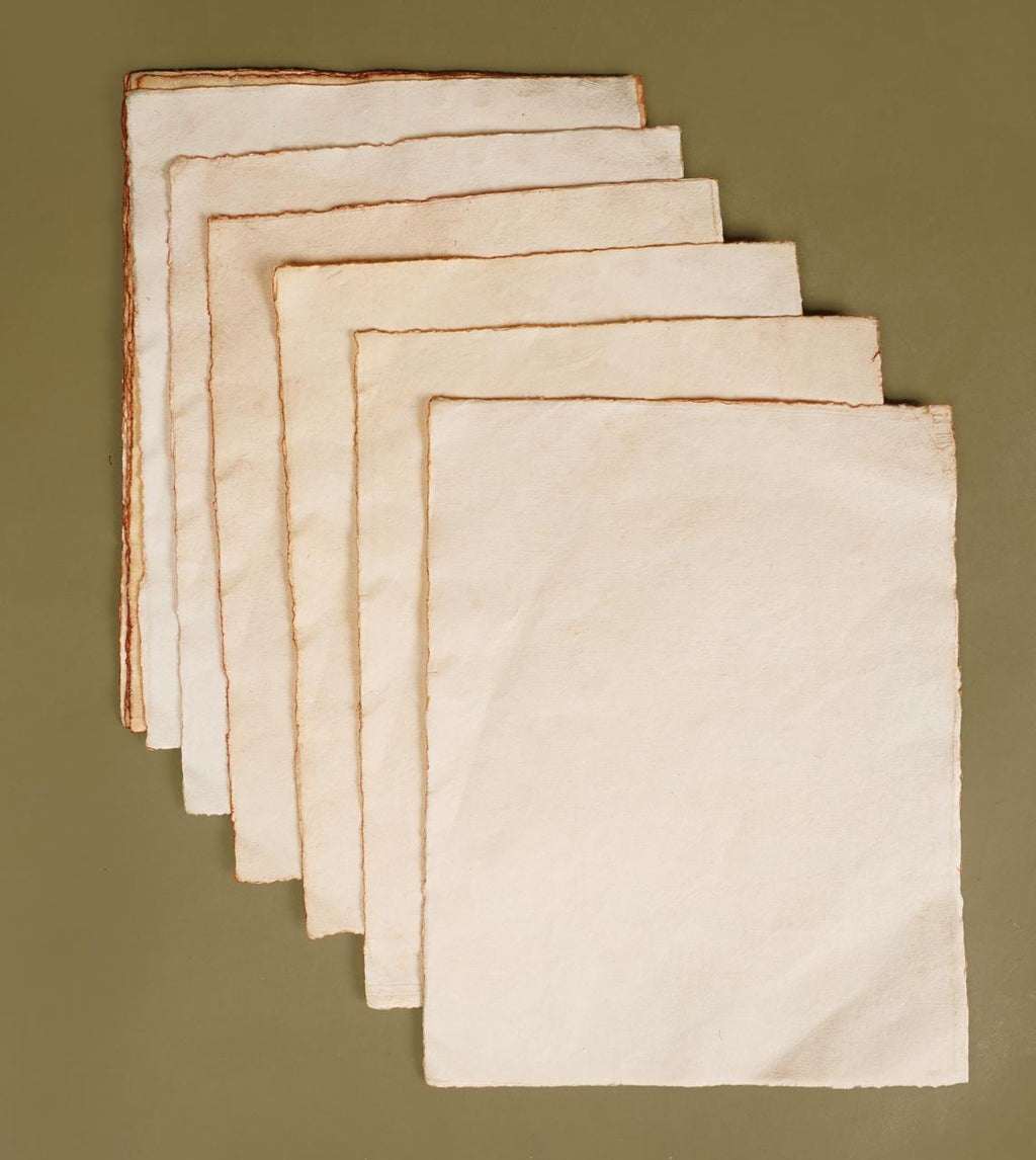 Vintage Handmade Deckle Edge Paper | Cotton Rag Sheets for Calligraphy, Invitations & Printing