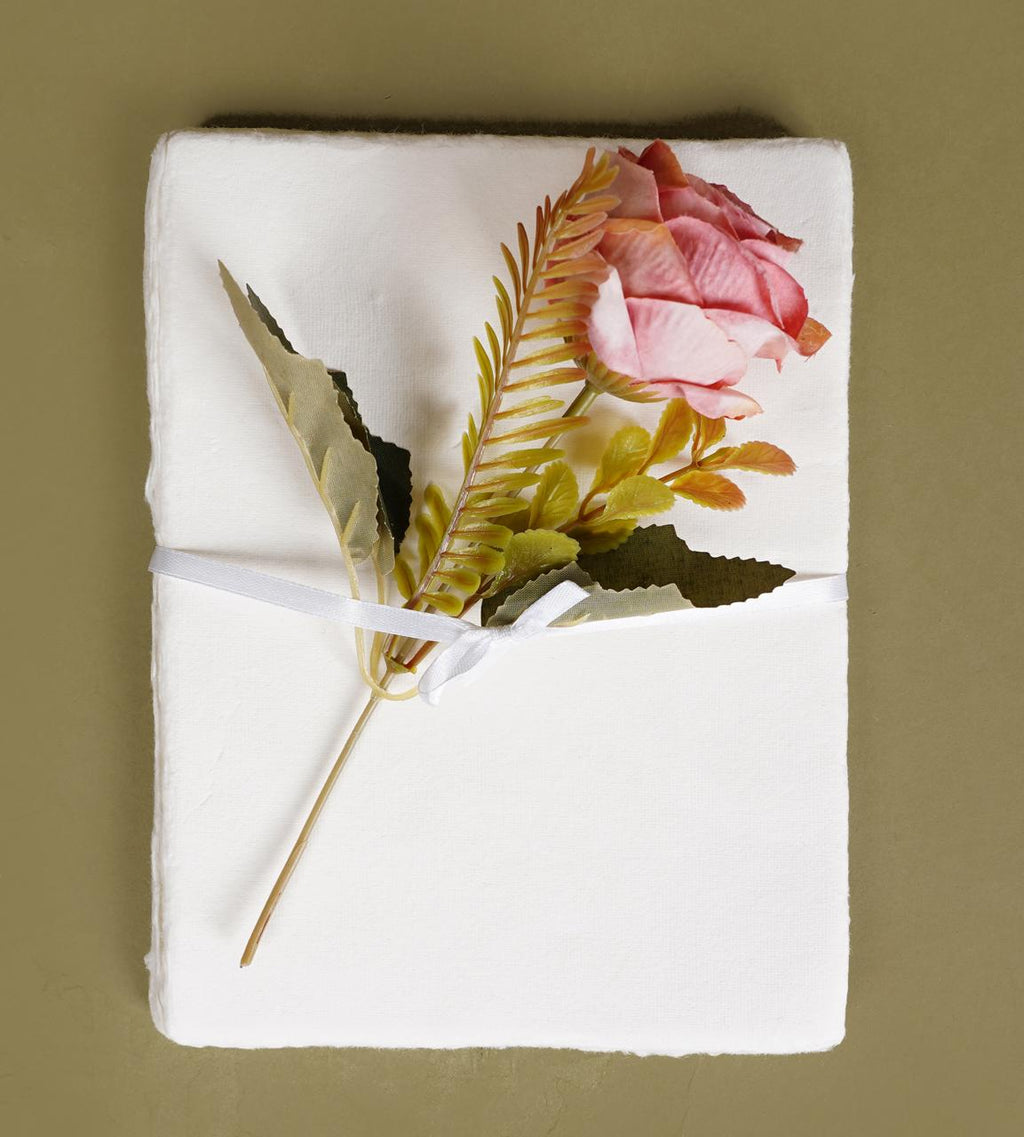 150 GSM / 25 Sheets - Rough/Textured Watercolor Drawing/Sketching Paper - 8"X6" - Handmade/Deckle Edge Paper Made from Virgin Egyptian Cotton -White